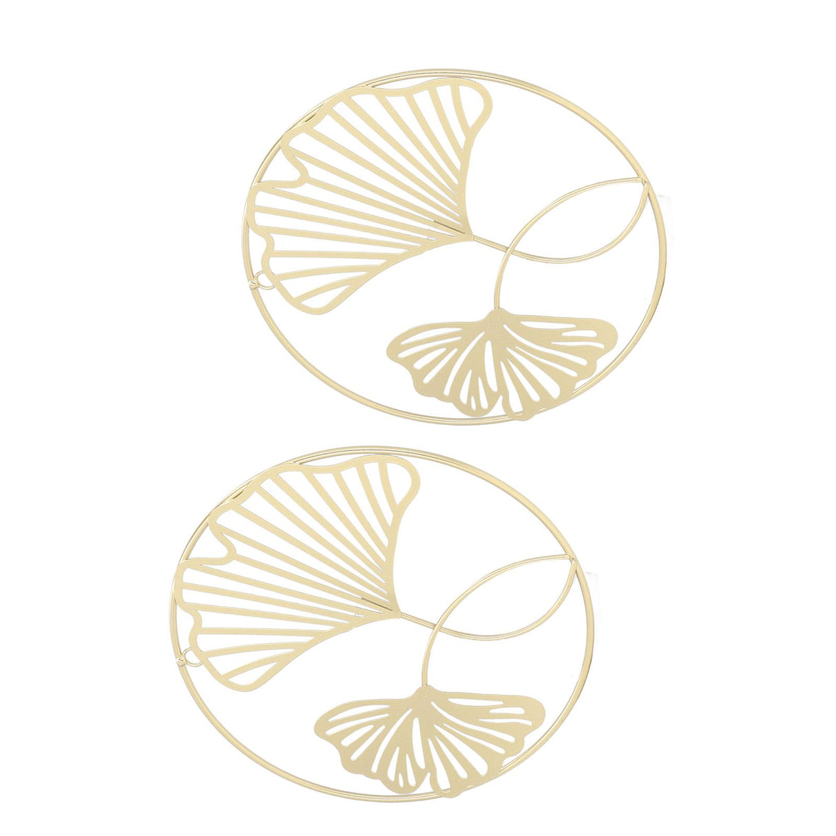 2pcs Gold Wall Decor Iron Art 3D Stereo Ginkgo Leaves Wall Sculpture for Sofa Background Entrance Dining Room Study