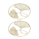 2pcs Gold Wall Decor Iron Art 3D Stereo Ginkgo Leaves Wall Sculpture for Sofa Background Entrance Dining Room Study