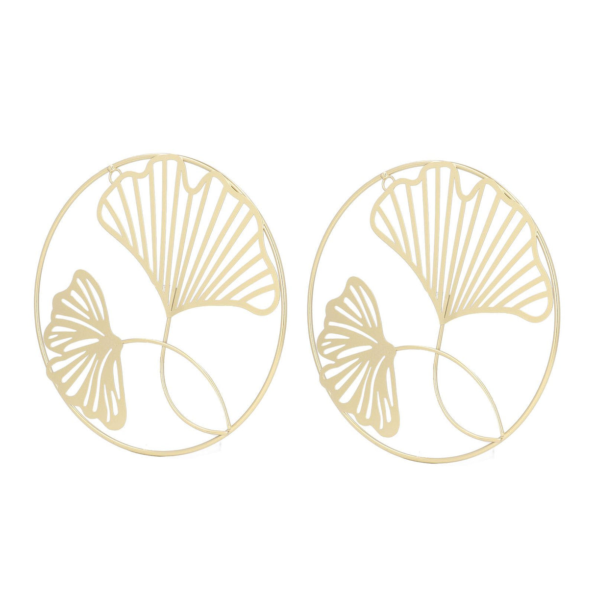 2pcs Gold Wall Decor Iron Art 3D Stereo Ginkgo Leaves Wall Sculpture for Sofa Background Entrance Dining Room Study