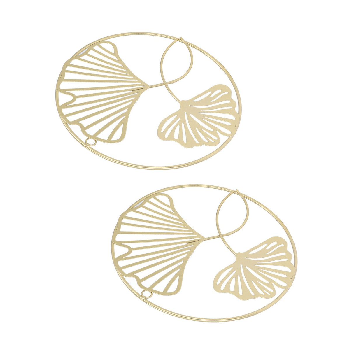 2pcs Gold Wall Decor Iron Art 3D Stereo Ginkgo Leaves Wall Sculpture for Sofa Background Entrance Dining Room Study