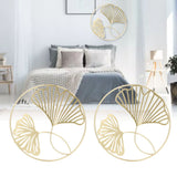 2pcs Gold Wall Decor Iron Art 3D Stereo Ginkgo Leaves Wall Sculpture for Sofa Background Entrance Dining Room Study