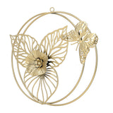 Gold Flower Butterfly Wall Decor Light Luxury Butterfly Wall Sculptures for Bedroom Livingroom Office - Front View