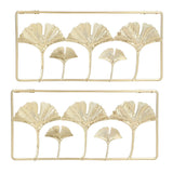 2Pcs Gold Metal Leaf Wall Decor 3D Modern Simple Clear Texture Metal Leaf Hanging Decoration with Frame for Home Office