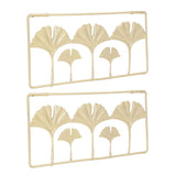2Pcs Gold Metal Leaf Wall Decor 3D Modern Simple Clear Texture Metal Leaf Hanging Decoration with Frame for Home Office - Front View