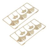 2Pcs Gold Metal Leaf Wall Decor 3D Modern Simple Clear Texture Metal Leaf Hanging Decoration with Frame for Home Office - 45-Degree Angle