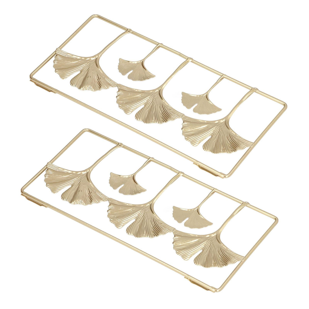 2Pcs Gold Metal Leaf Wall Decor 3D Modern Simple Clear Texture Metal Leaf Hanging Decoration with Frame for Home Office