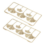 2Pcs Gold Metal Leaf Wall Decor 3D Modern Simple Clear Texture Metal Leaf Hanging Decoration with Frame for Home Office - Close-Up Angle