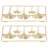 2Pcs Gold Metal Leaf Wall Decor 3D Modern Simple Clear Texture Metal Leaf Hanging Decoration with Frame for Home Office