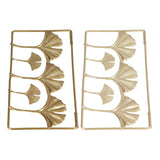2Pcs Gold Metal Leaf Wall Decor 3D Modern Simple Clear Texture Metal Leaf Hanging Decoration with Frame for Home Office