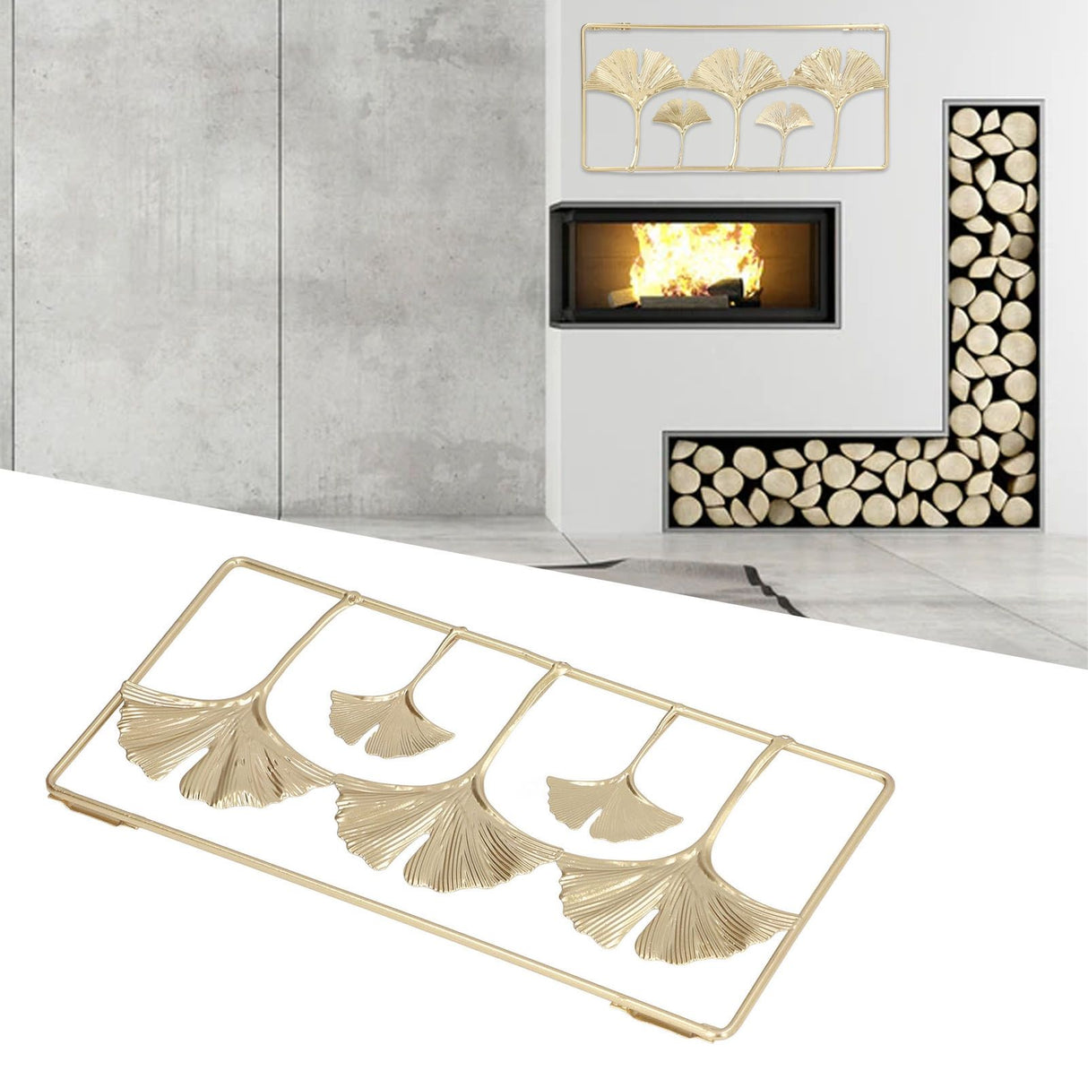2Pcs Gold Metal Leaf Wall Decor 3D Modern Simple Clear Texture Metal Leaf Hanging Decoration with Frame for Home Office