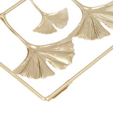 2Pcs Gold Metal Leaf Wall Decor 3D Modern Simple Clear Texture Metal Leaf Hanging Decoration with Frame for Home Office