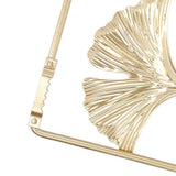 2Pcs Gold Metal Leaf Wall Decor 3D Modern Simple Clear Texture Metal Leaf Hanging Decoration with Frame for Home Office