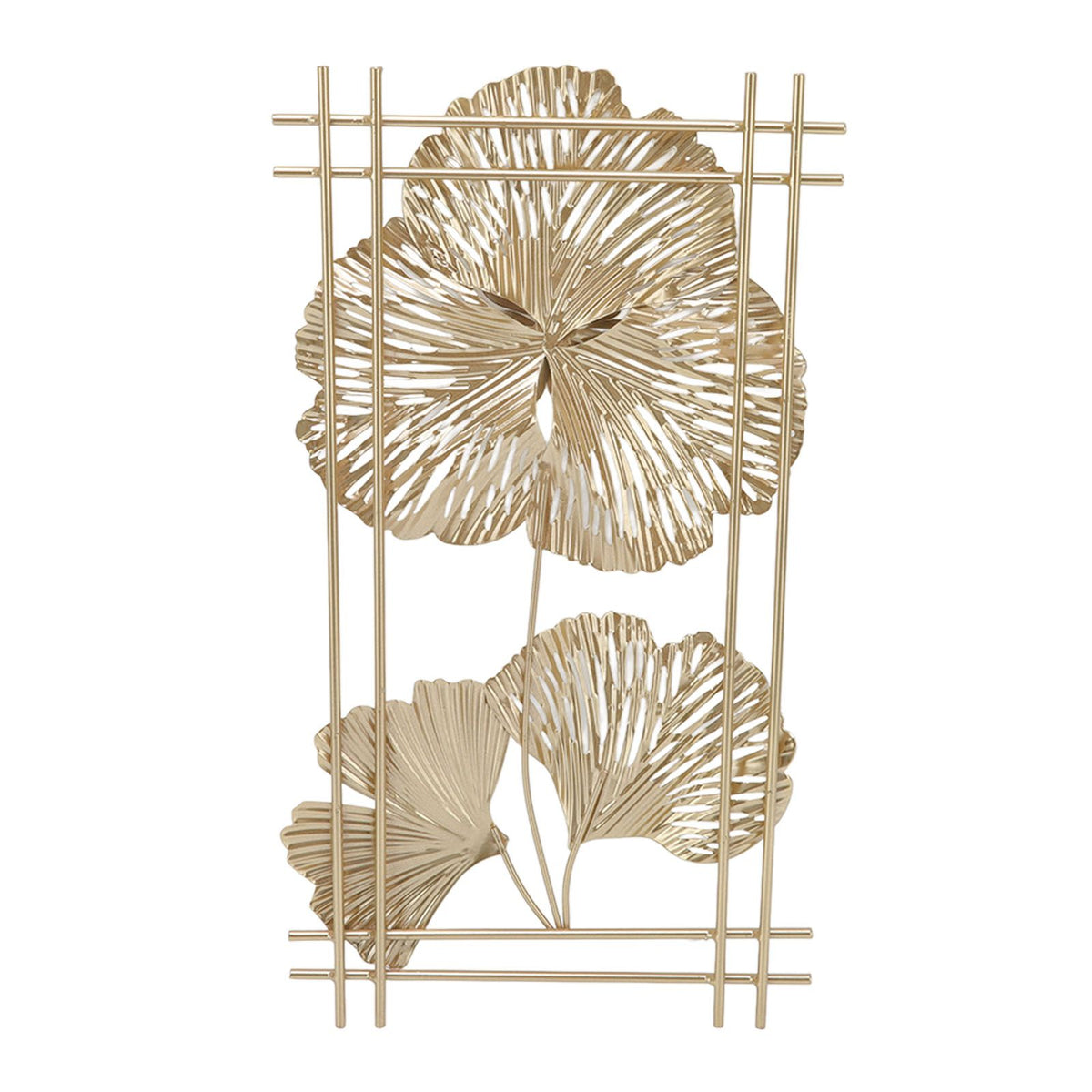 Golden Metal Ginkgo Leaf Decoration Modern Minimalist 3D Wall Sculpture for Bedroom Living Room Hotel Cafe