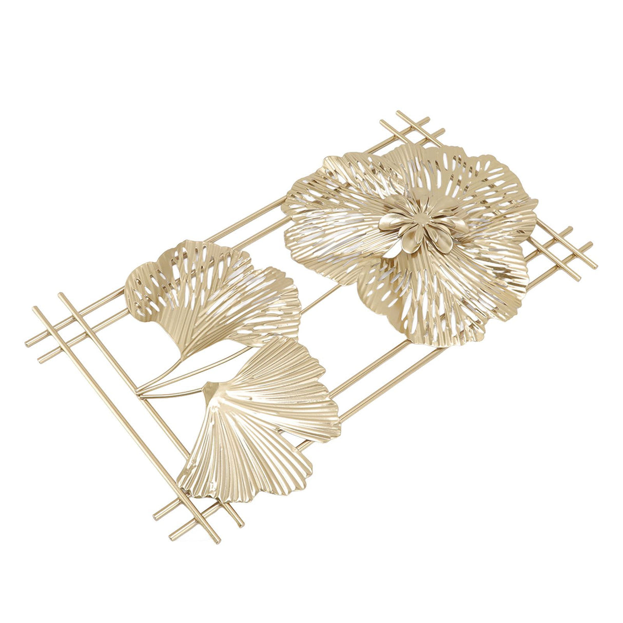 Golden Metal Ginkgo Leaf Decoration Modern Minimalist 3D Wall Sculpture for Bedroom Living Room Hotel Cafe