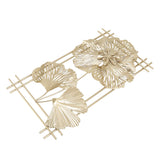 Golden Metal Ginkgo Leaf Decoration Modern Minimalist 3D Wall Sculpture for Bedroom Living Room Hotel Cafe - Front View