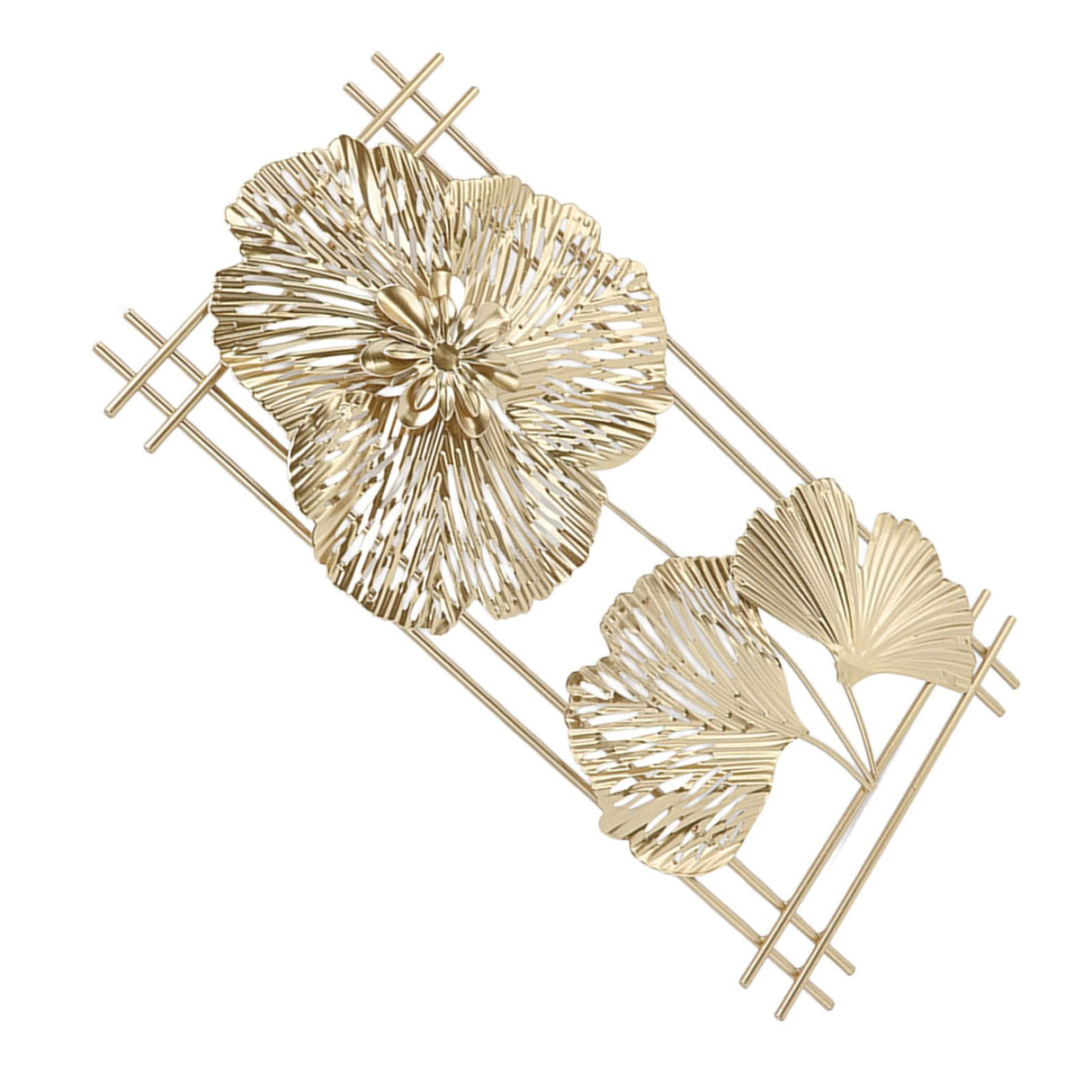 Golden Metal Ginkgo Leaf Decoration Modern Minimalist 3D Wall Sculpture for Bedroom Living Room Hotel Cafe