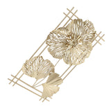 Golden Metal Ginkgo Leaf Decoration Modern Minimalist 3D Wall Sculpture for Bedroom Living Room Hotel Cafe - 45-Degree Angle