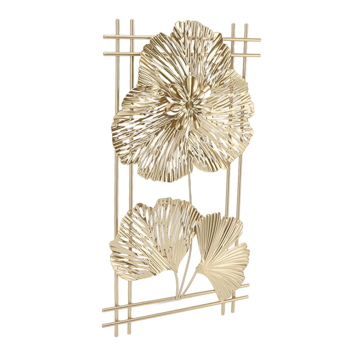 Golden Metal Ginkgo Leaf Decoration Modern Minimalist 3D Wall Sculpture for Bedroom Living Room Hotel Cafe