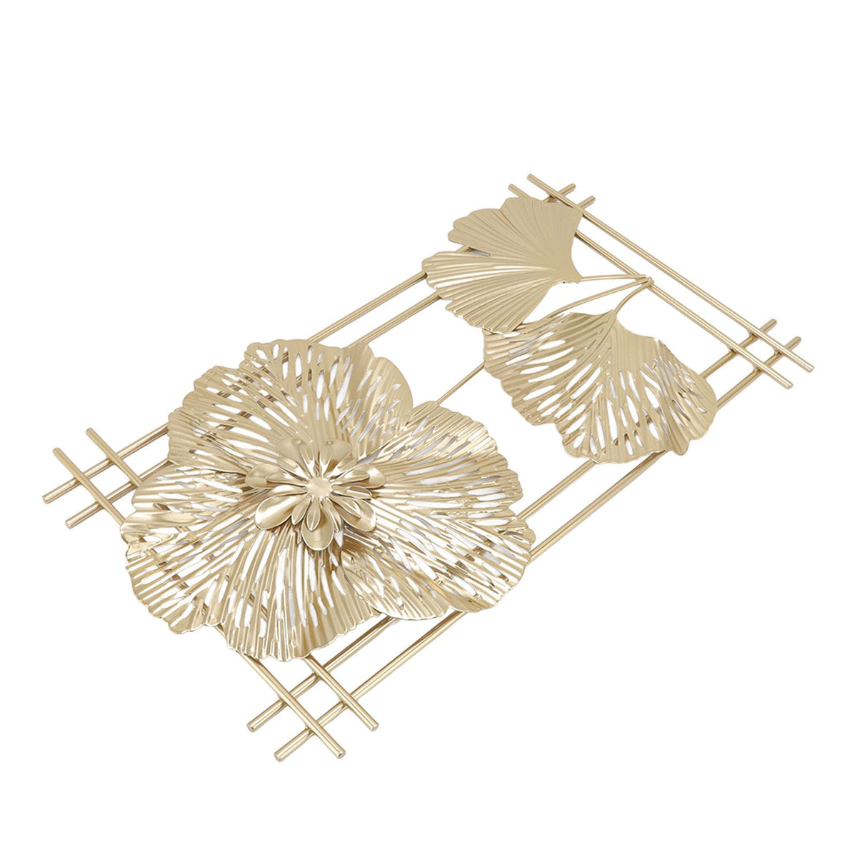 Golden Metal Ginkgo Leaf Decoration Modern Minimalist 3D Wall Sculpture for Bedroom Living Room Hotel Cafe