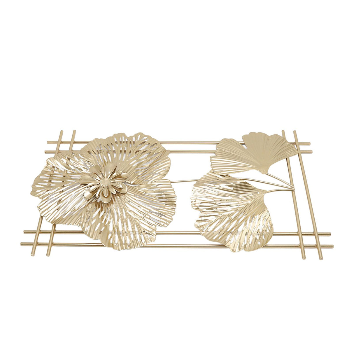 Golden Metal Ginkgo Leaf Decoration Modern Minimalist 3D Wall Sculpture for Bedroom Living Room Hotel Cafe