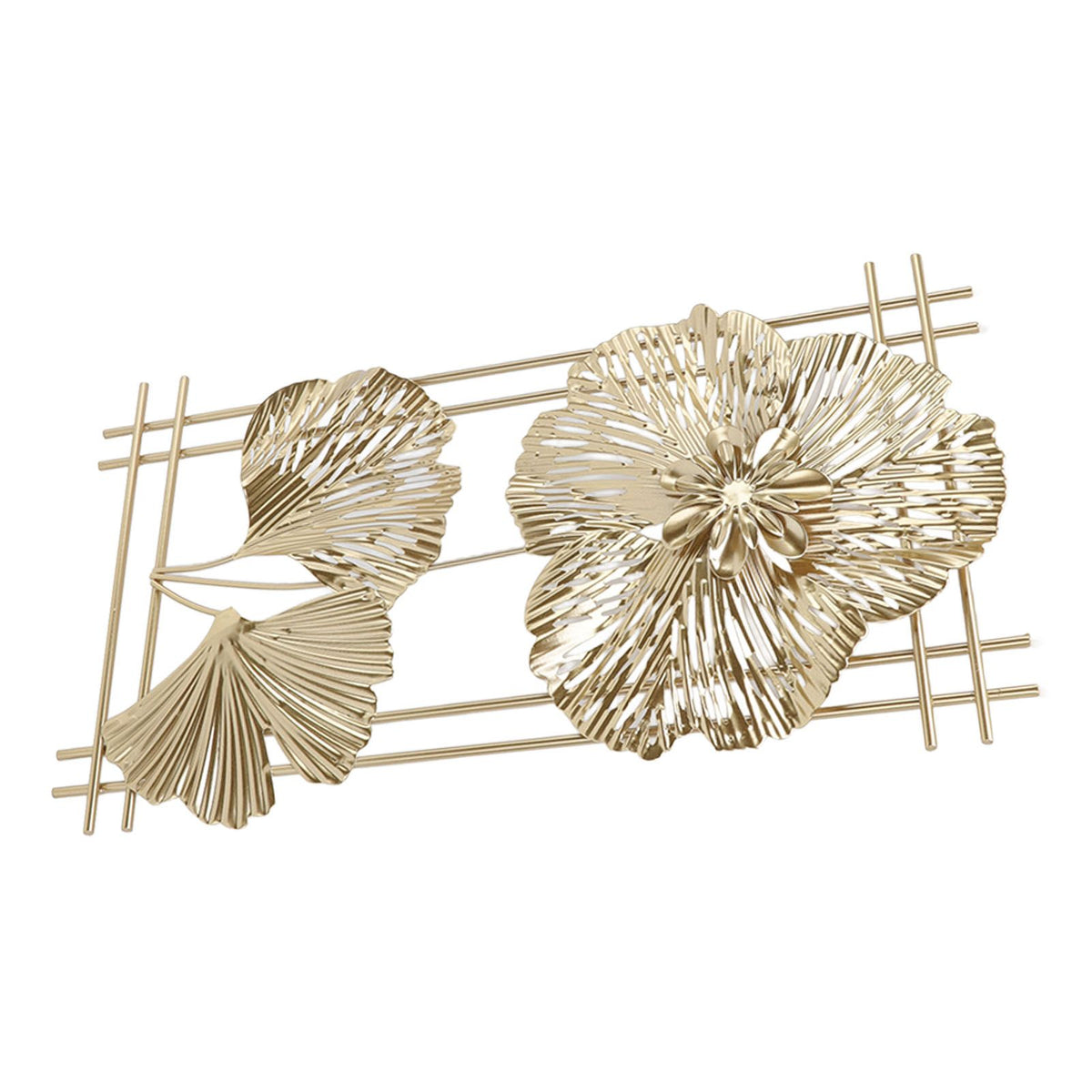Golden Metal Ginkgo Leaf Decoration Modern Minimalist 3D Wall Sculpture for Bedroom Living Room Hotel Cafe