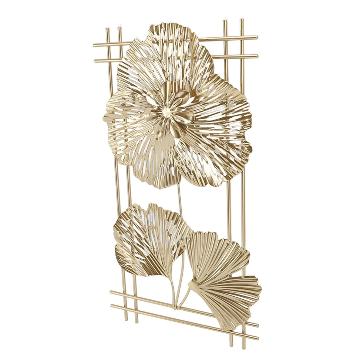Golden Metal Ginkgo Leaf Decoration Modern Minimalist 3D Wall Sculpture for Bedroom Living Room Hotel Cafe