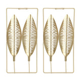 2Pcs Gold Wall Sculptures Metal Wall Decor with Frame for Living Room Bedroom Office Study