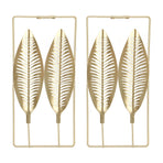 2Pcs Gold Wall Sculptures Metal Wall Decor with Frame for Living Room Bedroom Office Study