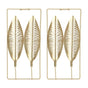 2Pcs Gold Wall Sculptures Metal Wall Decor with Frame for Living Room Bedroom Office Study