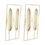 2Pcs Gold Wall Sculptures Metal Wall Decor with Frame for Living Room Bedroom Office Study