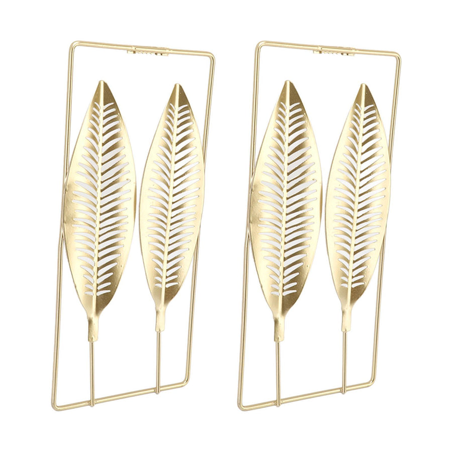 2Pcs Gold Wall Sculptures Metal Wall Decor with Frame for Living Room Bedroom Office Study
