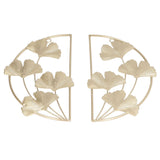 2 Pcs Ginkgo Leaf Decoration Modern Simple Nordic Style Metal Golden Ginkgo Leaf Wrought Iron Wall Decoration - Front View