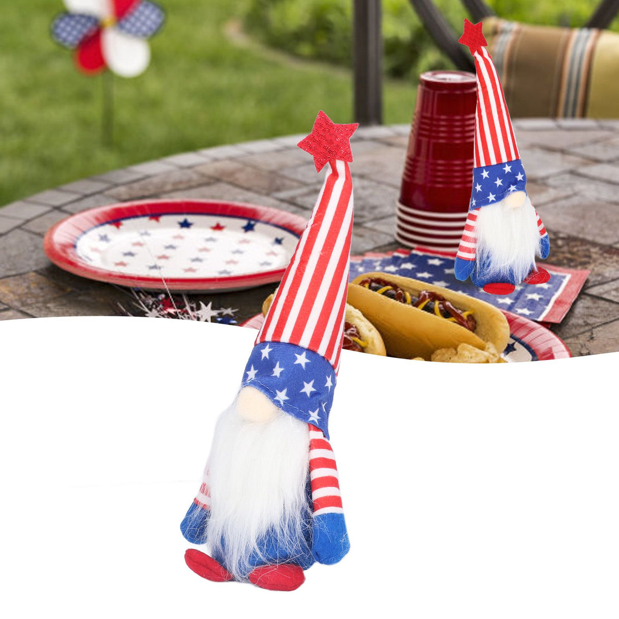 Independence Day Gnome Cute Handcrafted Beautiful Meaning Gnome Plush Decoration for Office Living Room Vertical Stripes