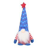 Independence Day Gnome Cute Handcrafted Beautiful Meaning Gnome Plush Decoration for Office Living Room Blue Star - Front View