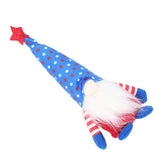 Independence Day Gnome Cute Handcrafted Beautiful Meaning Gnome Plush Decoration for Office Living Room Blue Star - Side View