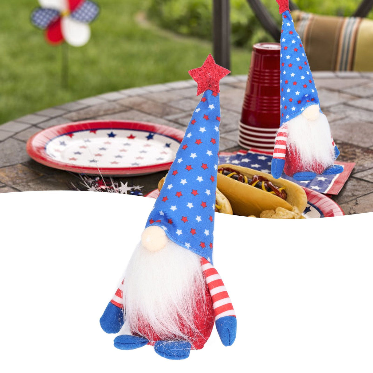 Independence Day Gnome Cute Handcrafted Beautiful Meaning Gnome Plush Decoration for Office Living Room Blue Star