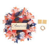 Independence Day Wreath Hand Knitted Wall Hanging Pendant with Hemp Rope for Home Decoration