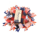 Independence Day Wreath Hand Knitted Wall Hanging Pendant with Hemp Rope for Home Decoration - Front View
