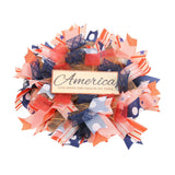 Independence Day Wreath Hand Knitted Wall Hanging Pendant with Hemp Rope for Home Decoration