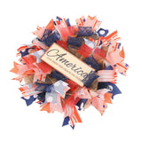 Independence Day Wreath Hand Knitted Wall Hanging Pendant with Hemp Rope for Home Decoration