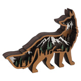 Wood Animal Ornament Multi Layered Creativity Mechanically Engraved Wooden Animal Crafts for Home Office Decoration - Front View
