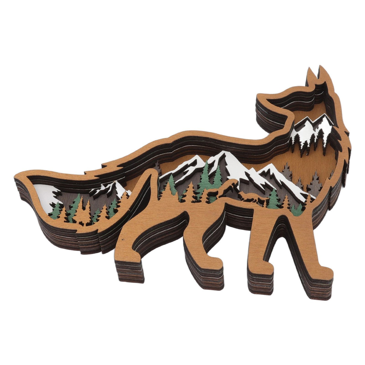 Wood Animal Ornament Multi Layered Creativity Mechanically Engraved Wooden Animal Crafts for Home Office Decoration
