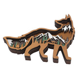 Wood Animal Ornament Multi Layered Creativity Mechanically Engraved Wooden Animal Crafts for Home Office Decoration