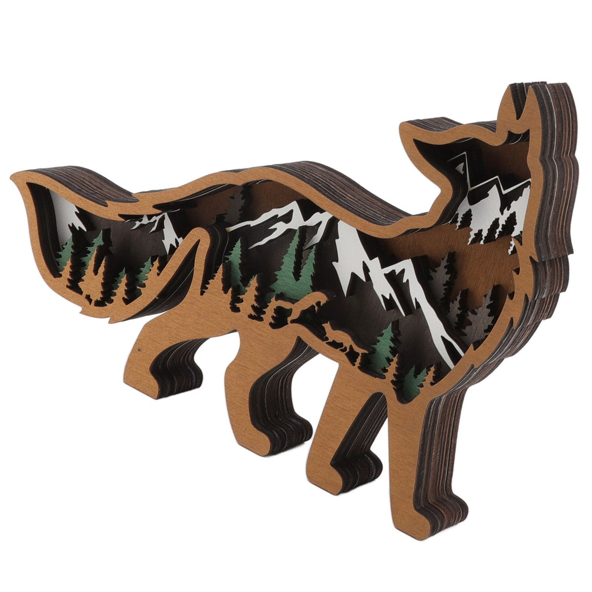 Wood Animal Ornament Multi Layered Creativity Mechanically Engraved Wooden Animal Crafts for Home Office Decoration
