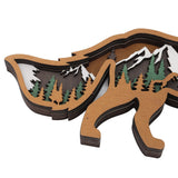 Wood Animal Ornament Multi Layered Creativity Mechanically Engraved Wooden Animal Crafts for Home Office Decoration