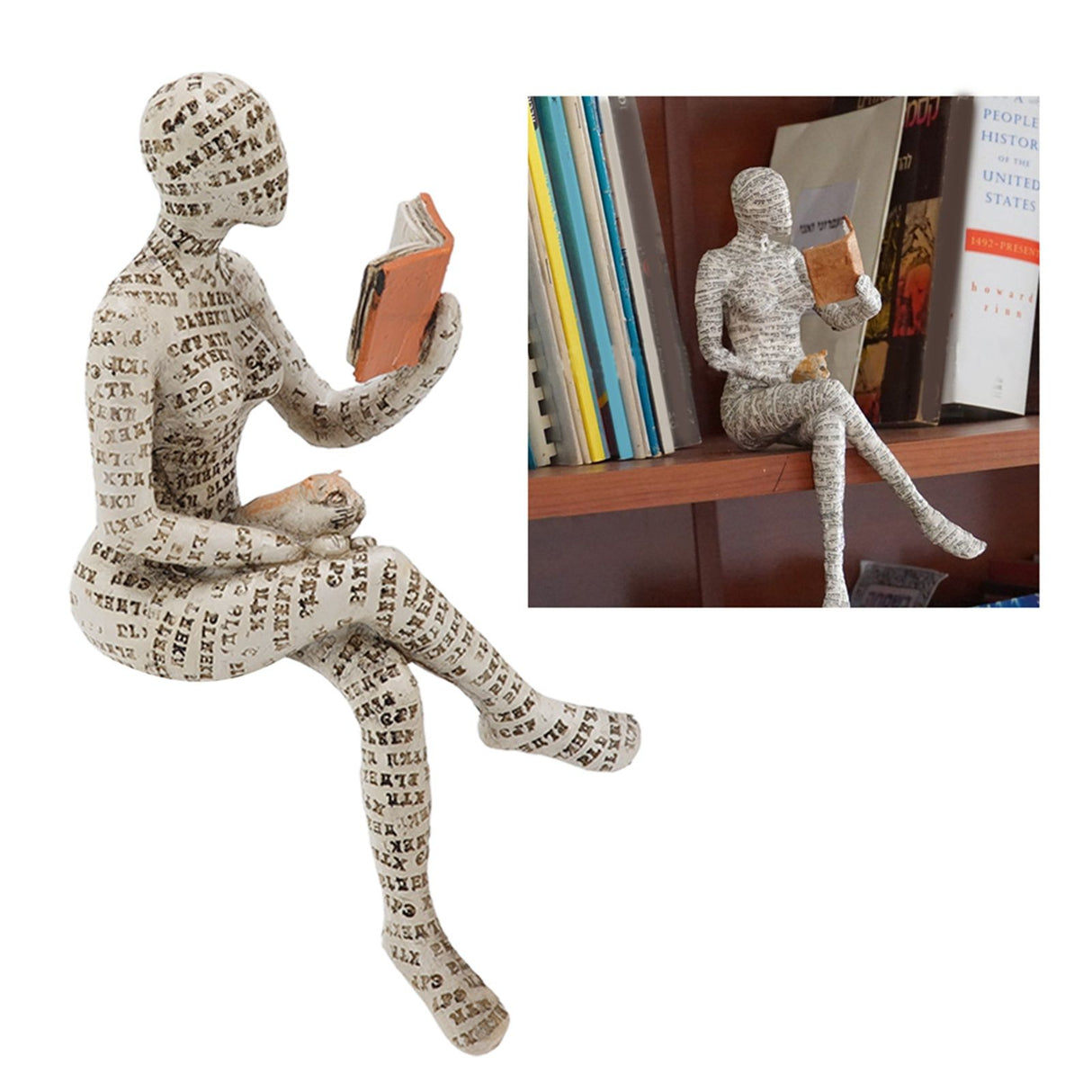 Resin Reading Woman Figurine Innovative Lady Reading Pulp Molding Bookshelf Ornaments for Home Decoration B