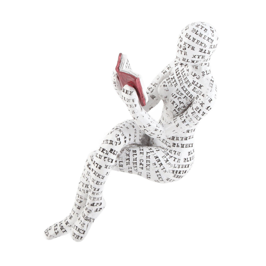 Resin Reading Woman Figurine Innovative Lady Reading Pulp Molding Bookshelf Ornaments for Home Decoration D