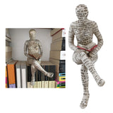 Resin Reading Woman Figurine Innovative Lady Reading Pulp Molding Bookshelf Ornaments for Home Decoration E