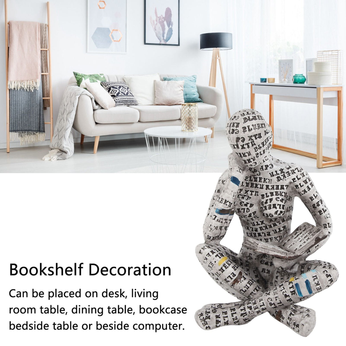 Resin Reading Woman Figurine Innovative Lady Reading Pulp Molding Bookshelf Ornaments for Home Decoration G