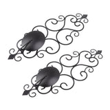 2 Pcs Candle Holder Exquisite Classical Style Black Iron Wall Mounted Candlestick for Living Rooms Bedroom Hallways